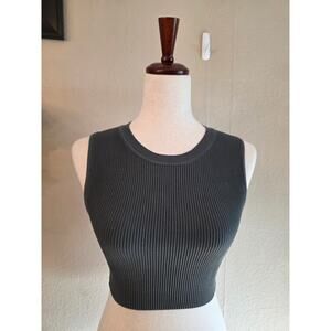 Aritzia Babaton Ribbed Cropped Tank Top SZ XS Gray Classic Staple Piece